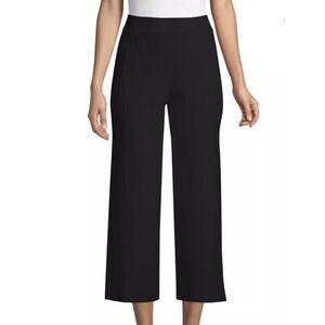 Yigal Azrouel Wide Leg Jet Black Knit Ottoman Pants Size Medium